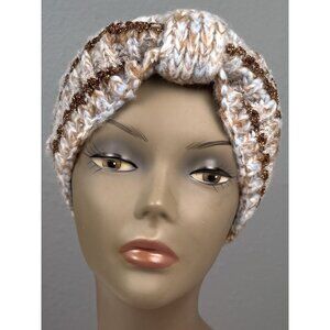 by ANTHROPOLOGIE Womens Chunky Knit HEADWRAP Turban Ear Warmer Copper Blue Beige